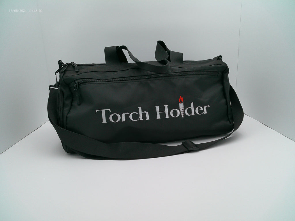 Black bag with 'Torch Holder' text on a white background